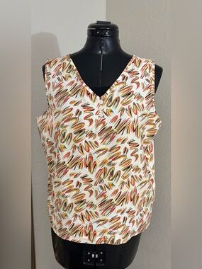 Vintage Color Code Women’s Large Abstract Print Sleeveless Cotton Tank Top